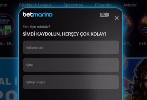betmarino üyelik sayfasına ait ekran